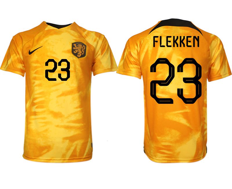 Men 2022 World Cup National Team Netherlands home aaa version yellow 23 Soccer Jersey